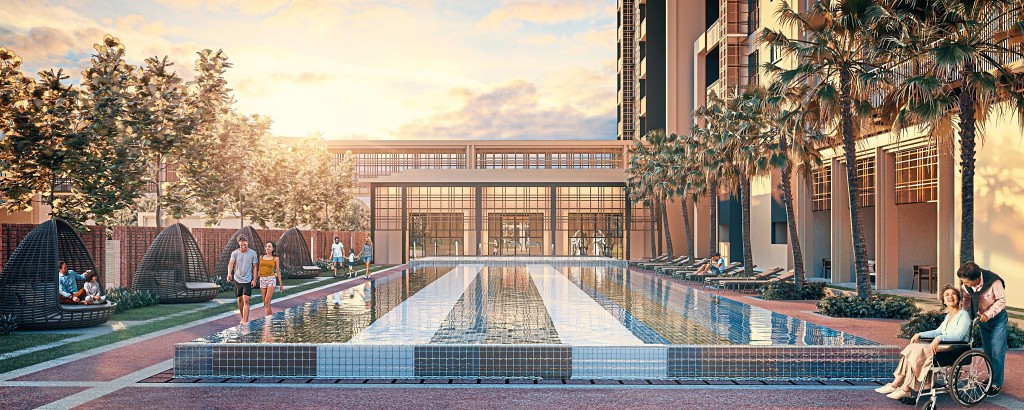 Part of the safety  feature involves raising  the swimming pool so  that children do not  accidentally fall inside.