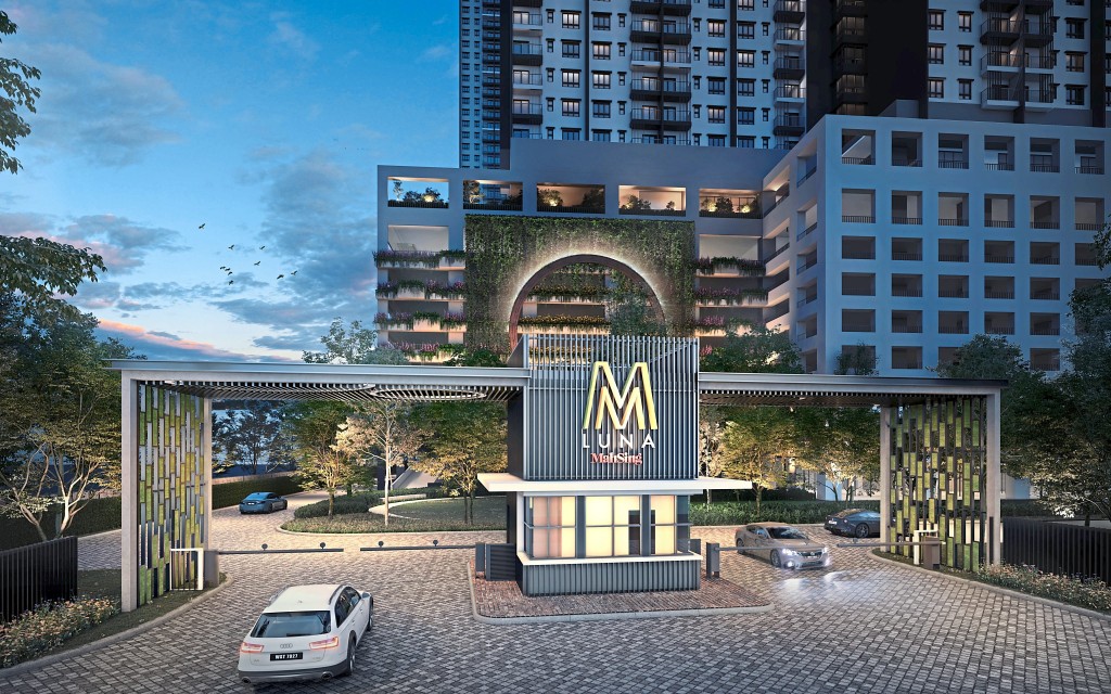 The entrance is even more striking when it is fully lit at night.