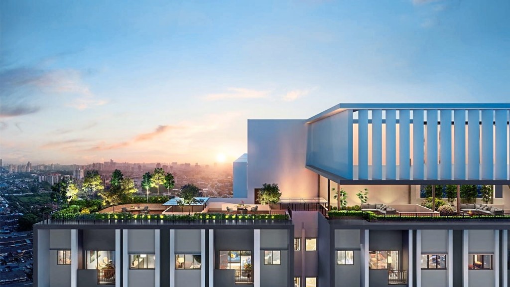 Take in the view of the cityscape through the sky lounge at  SkyAwani 5 Residences.