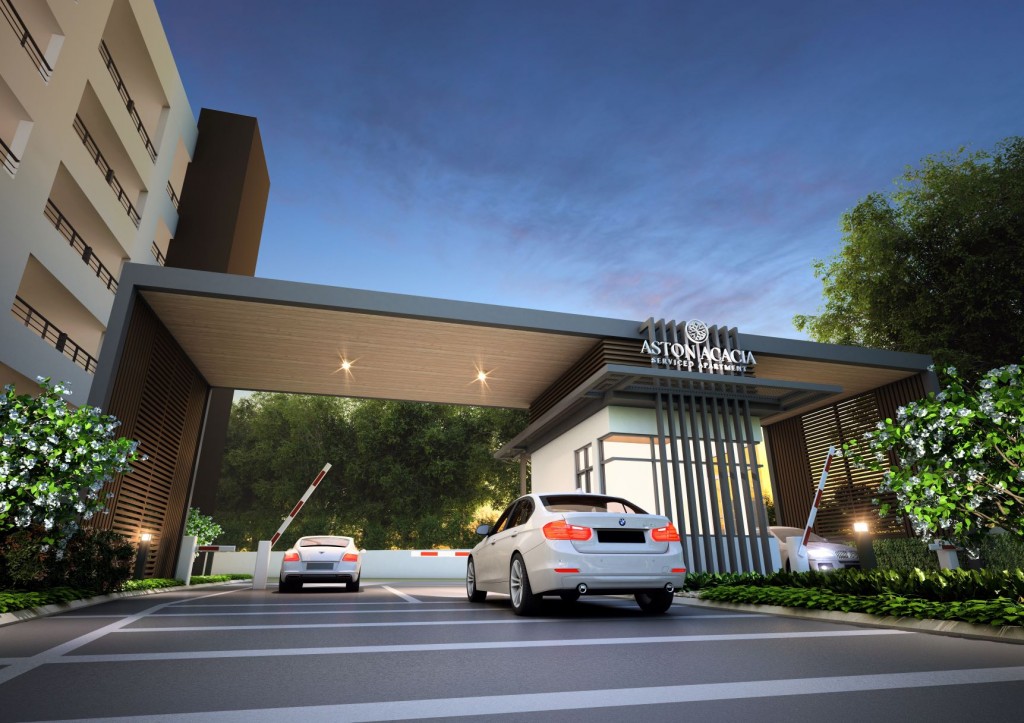 The entrance to Aston Acacia is guarded to ensure better security.