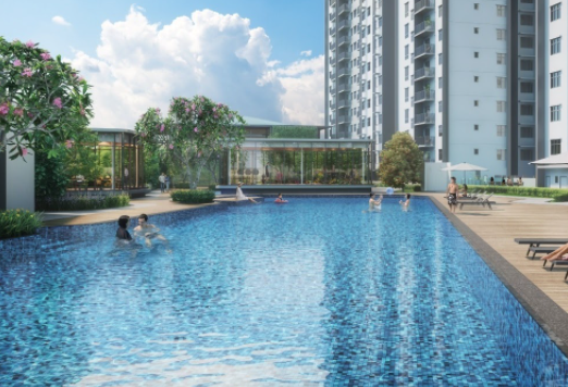 Among the water-inspired amenities are the 60 metre-long pool and the multiple water bodies across the facilities podium for relaxation and rejuvenation.