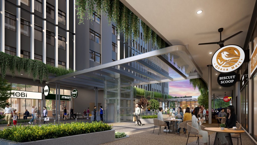 Retail infrastructure and amenities are located on the ground level to provide convenience.