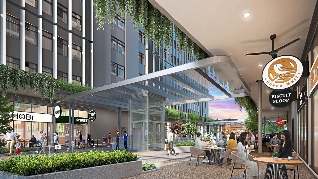 Retail infrastructure and amenities are located on the ground level to provide convenience