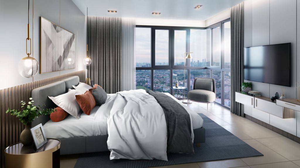 Large framed windows maximise natural lighting and ventilation.