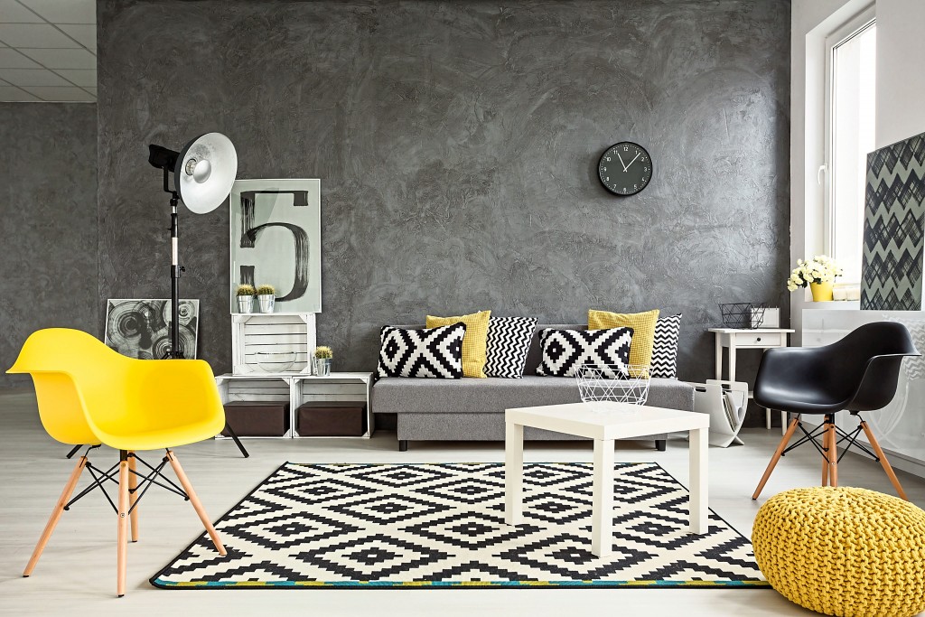 With a bit of imagination, even cheap furnishings can look trendy by blending them with matching wall paint and flooring.