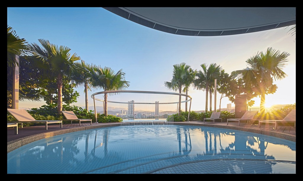 Parc3 residents can take a dip in the pool whilst enjoying city views.