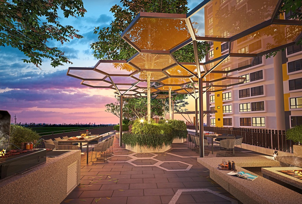 Facilities include a tastefully designed barbecue area.