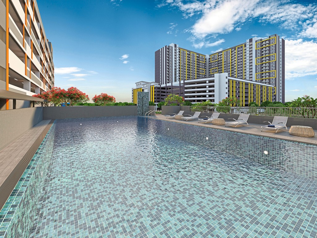 On hot and humid days, residents can take a dip in the pool.