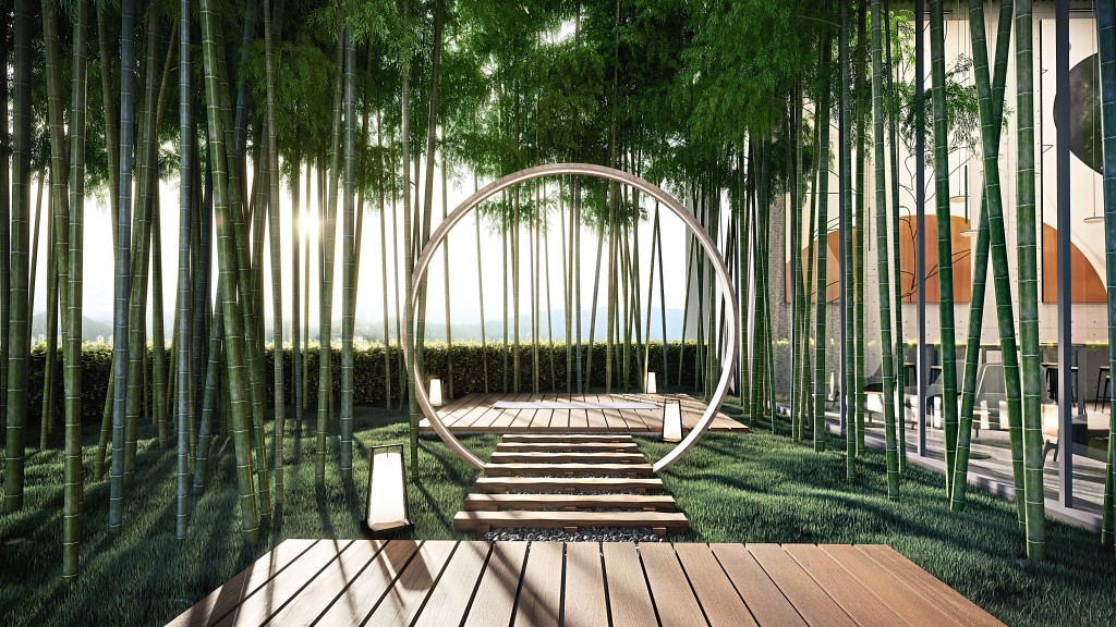 These luxury residences received the Gold GreenRE certificate, making these luxury residences a green building focusing on six pillars of sustainability. Pictured here is the Zen Gardens.