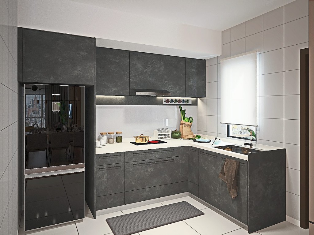 The kitchen is spaciously designed.