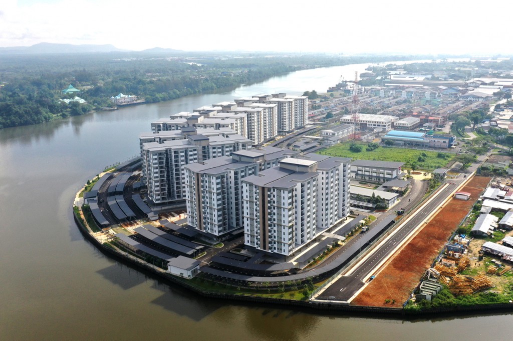 An aerial view of Residensi Bintawa Riverfront in Kuching, Sarawak.