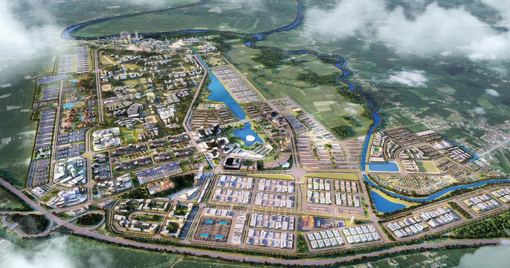 An aerial image of Bandar Universiti Pagoh.