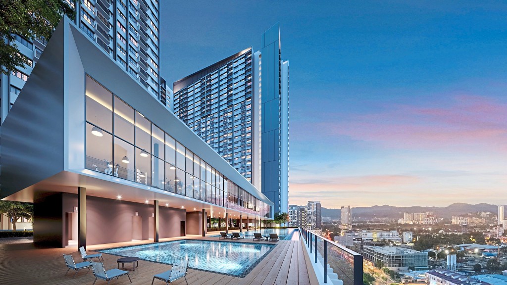 M Astra’s impressive Olympic-length infinity pool is nestled within the five-acre development.