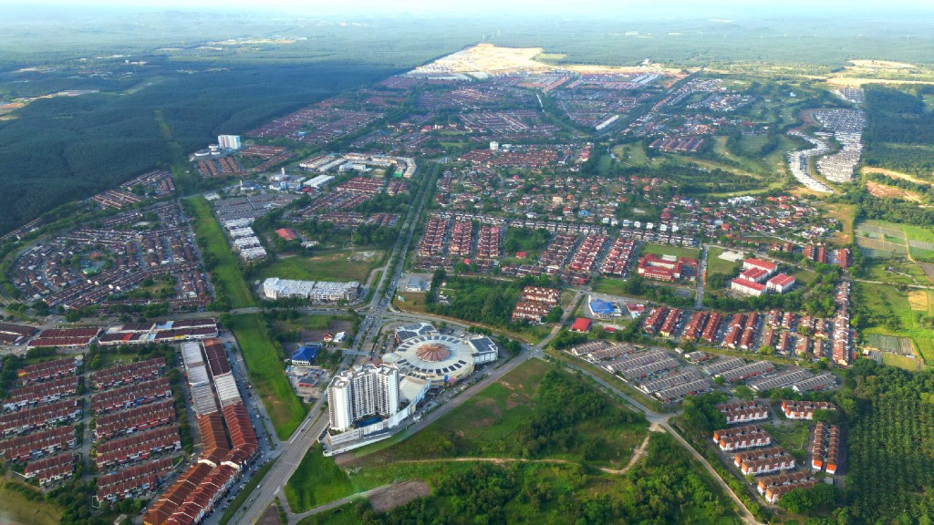 An aerial view of the Bandar Putra Kulai township.