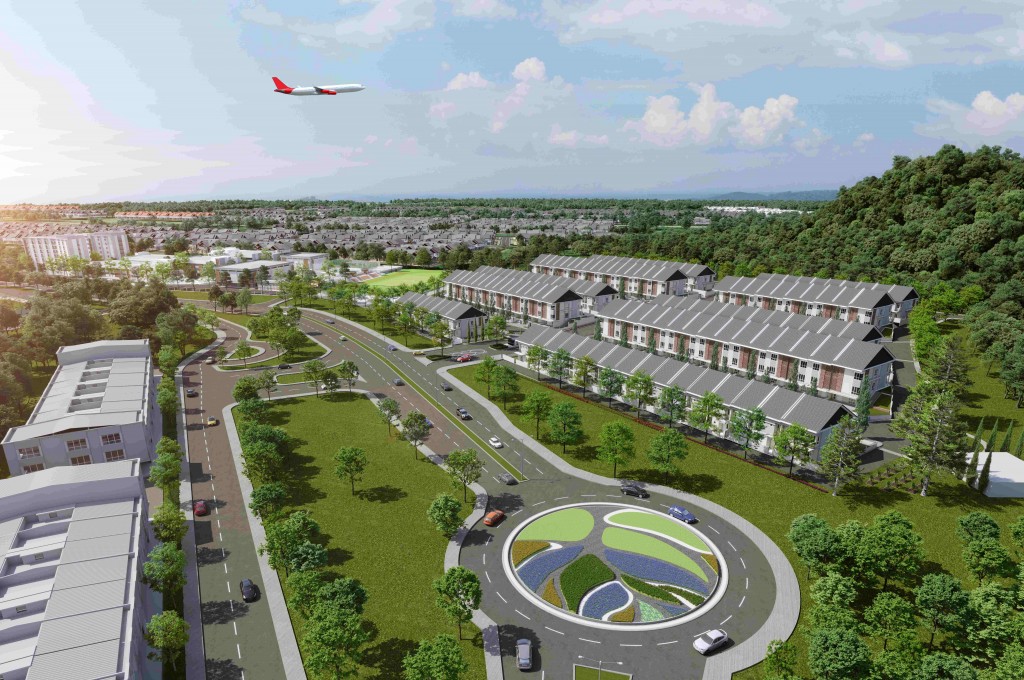 A simulated aerial view of the estate.