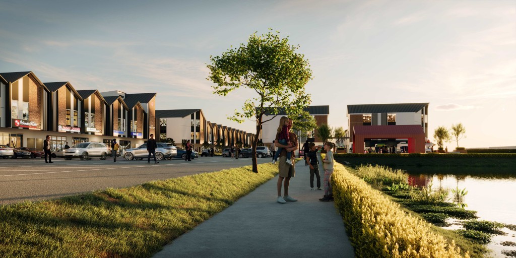 Temokin Promenade is designed with a water feature that serves as both aesthetically pleasing greenery and a moderating effect to cool its surrounding environment.