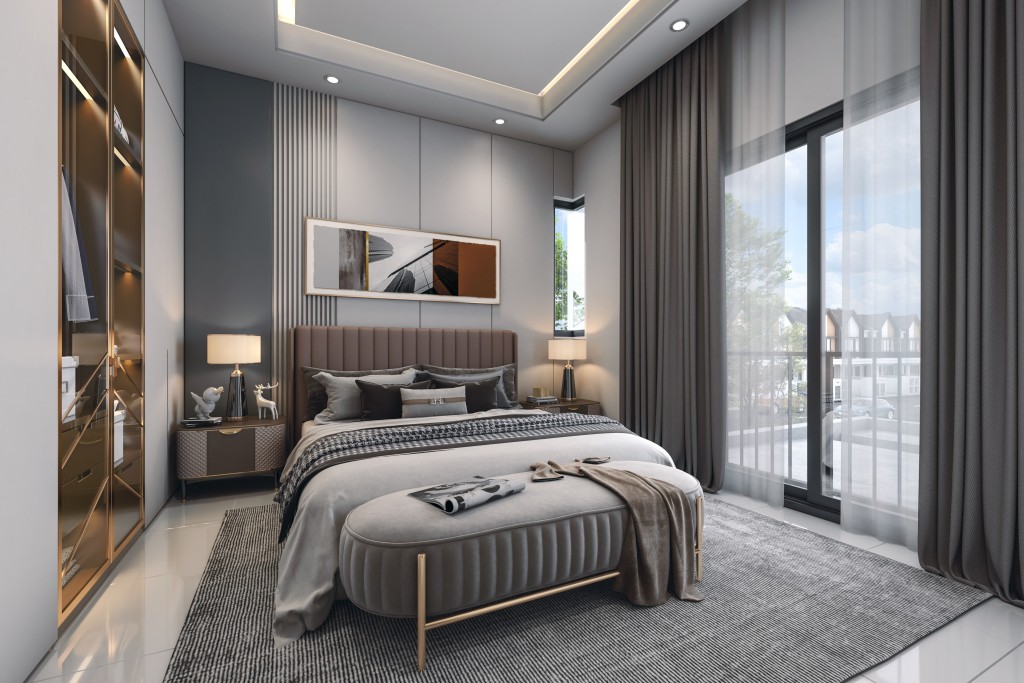 An artist impression of the master bedroom.
