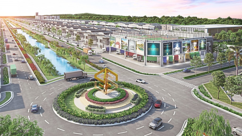 NSIP with its central roundabout showcases a lush greenery and modern design.