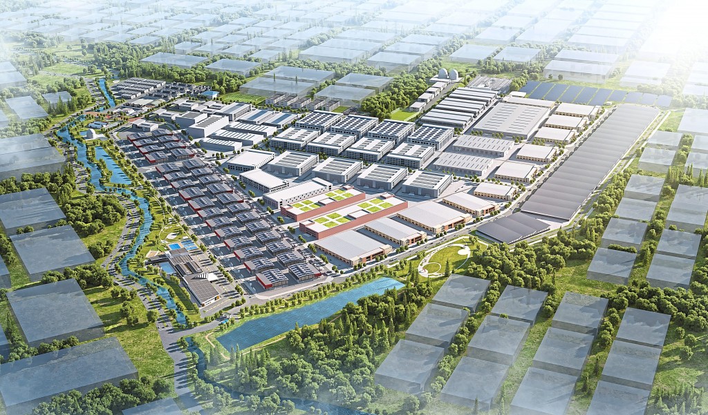 An aerial impression of the entire industrial park.