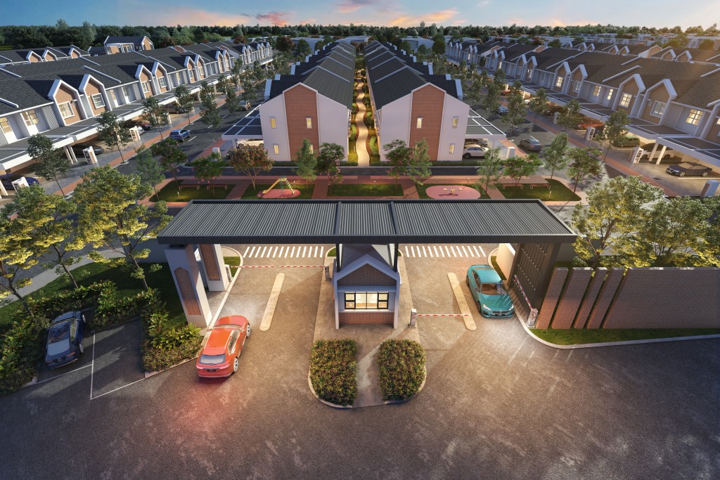 An artist’s impression of Aludra Residensi’s grand entrance with a guard house.