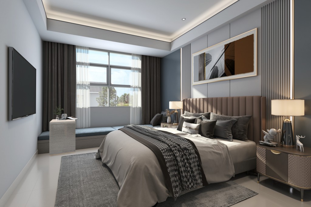 An artist’s impression of the unit’s master bedroom.