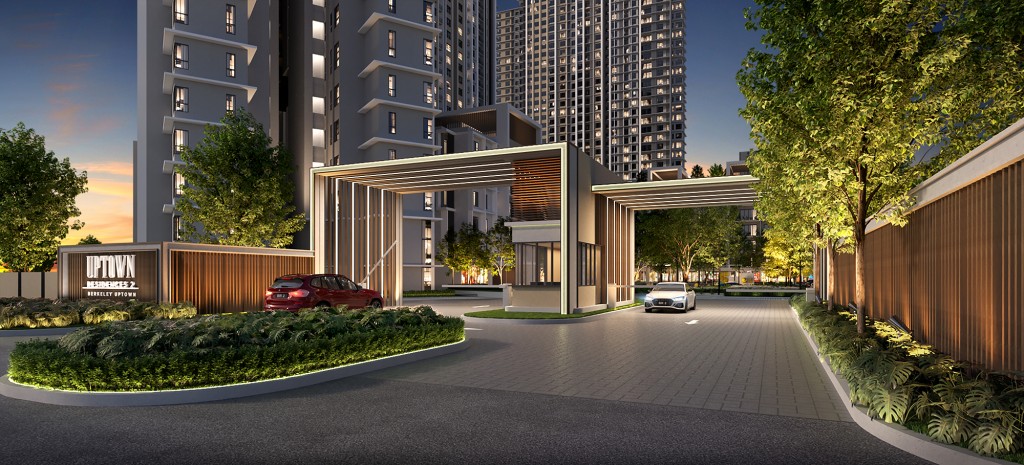 An artist impression of the grand entrance of Berkeley Uptown.