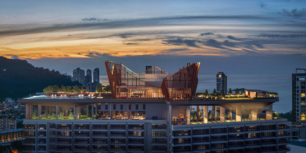The majestic Crown Penang rests by the sea.