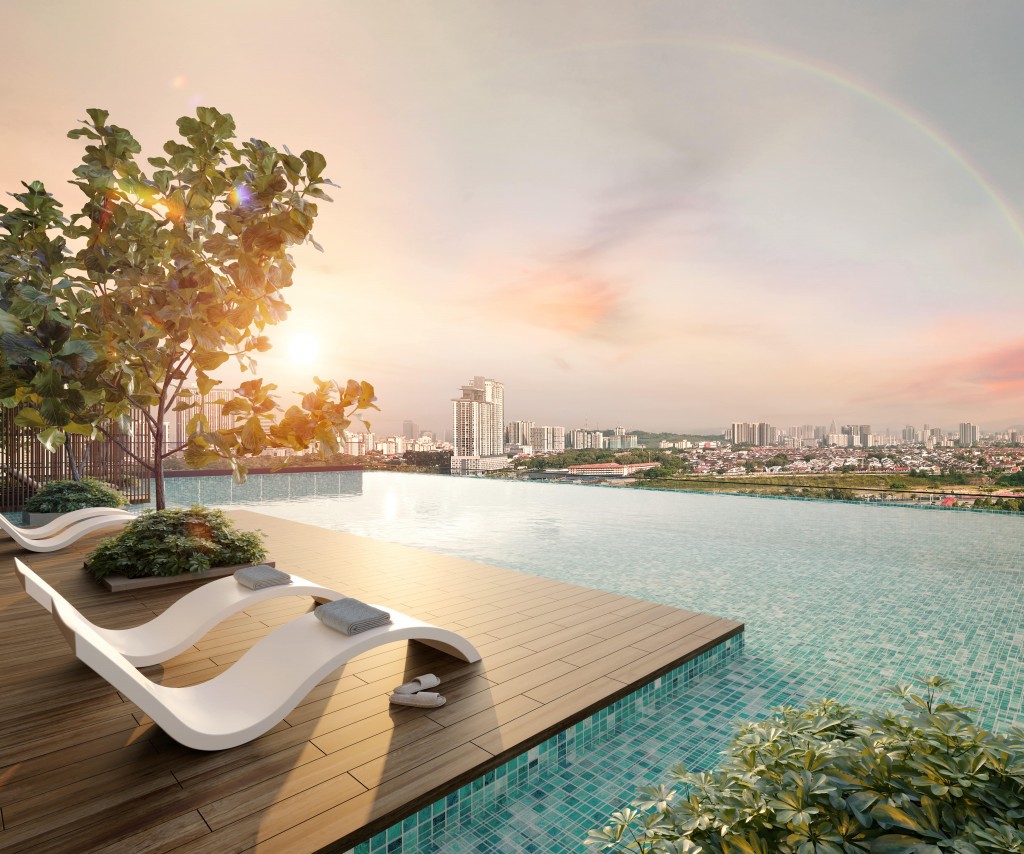 An artist’s impression of OAKA Residences infinity pool.