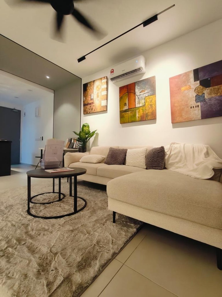 A visualisation of how the living room can be decorated.