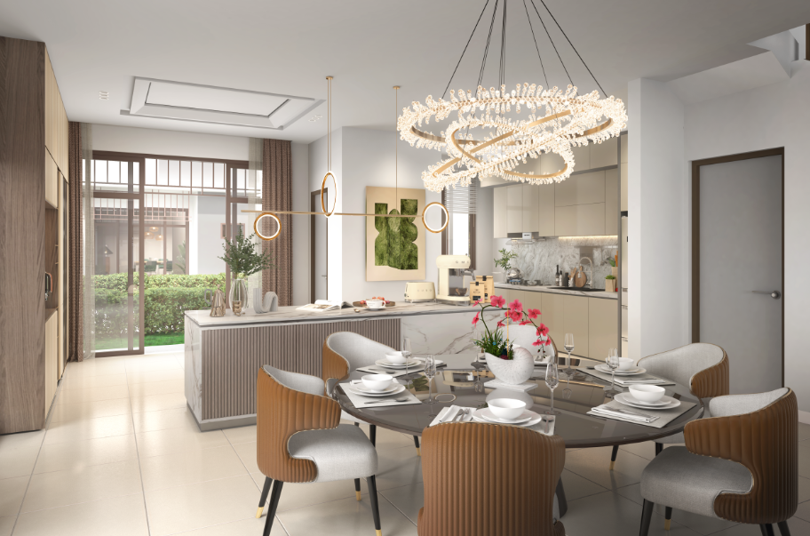 The modern dining space makes every meal with family that much more enjoyable.