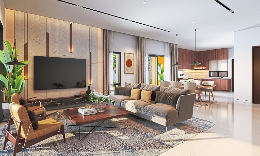 A simulation of Auva's open-concept layout, allowing individuals to personalise and decorate the space to reflect their unique style.