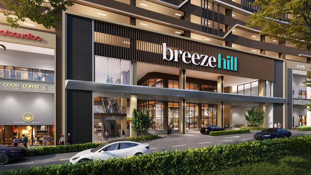 An artist's impression of Breeze Hill Shoppes' drop-off area.
