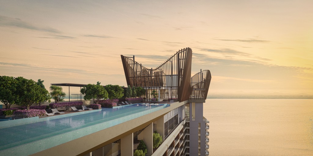 An artist’s impression of the rooftop infinity pool at Crown Penang.