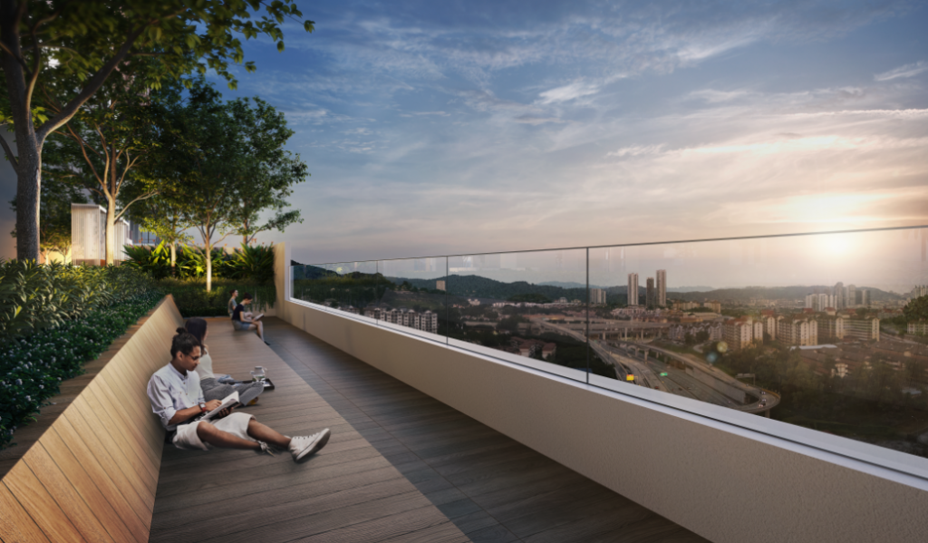 A deck overlooking the incredible skyline.