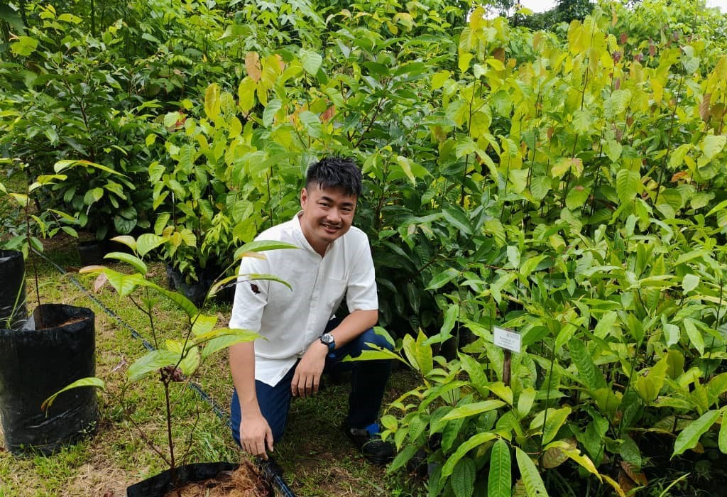 Eupe’s landscape manager Jerry Lim nurturing the next generation of native trees. 
